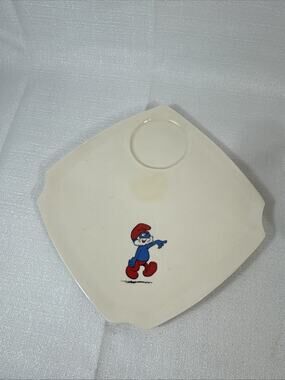 Vintage Rare Papa Smurf Plate & Mug Ceramic Germany GDR